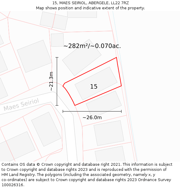 15, MAES SEIRIOL, ABERGELE, LL22 7RZ: Plot and title map