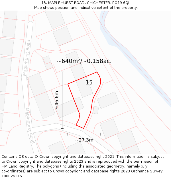 15, MAPLEHURST ROAD, CHICHESTER, PO19 6QL: Plot and title map