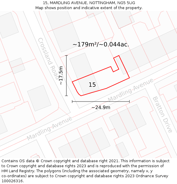 15, MARDLING AVENUE, NOTTINGHAM, NG5 5UG: Plot and title map