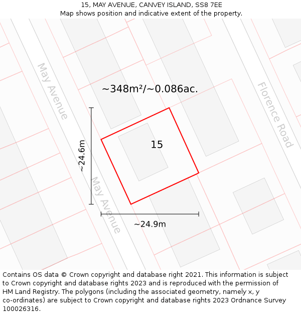 15, MAY AVENUE, CANVEY ISLAND, SS8 7EE: Plot and title map