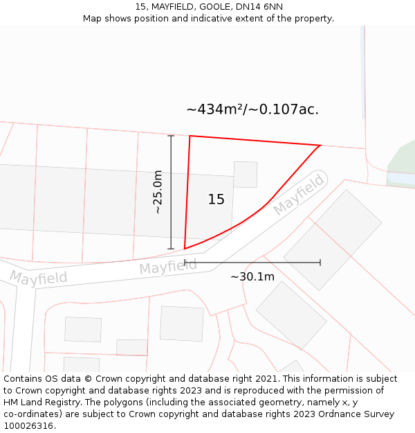 15, MAYFIELD, GOOLE, DN14 6NN: Plot and title map