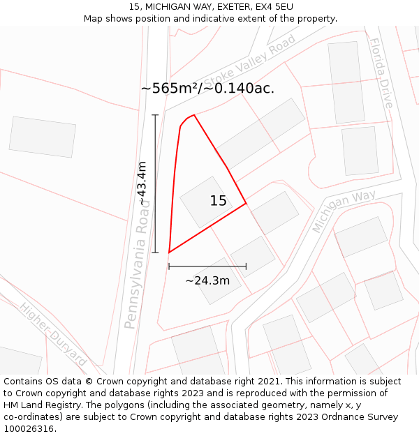 15, MICHIGAN WAY, EXETER, EX4 5EU: Plot and title map