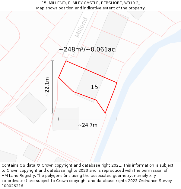 15, MILLEND, ELMLEY CASTLE, PERSHORE, WR10 3JJ: Plot and title map