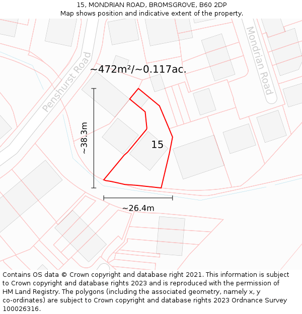 15, MONDRIAN ROAD, BROMSGROVE, B60 2DP: Plot and title map