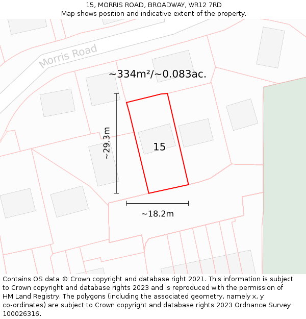 15, MORRIS ROAD, BROADWAY, WR12 7RD: Plot and title map