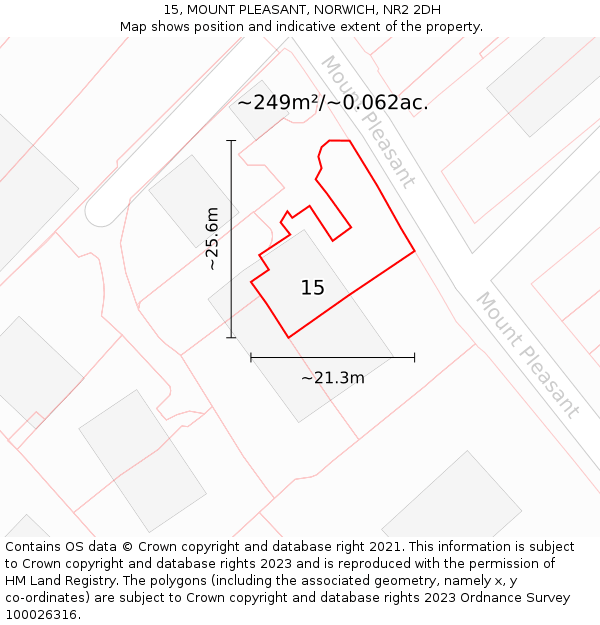 15, MOUNT PLEASANT, NORWICH, NR2 2DH: Plot and title map
