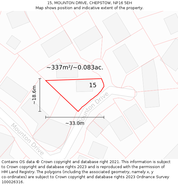 15, MOUNTON DRIVE, CHEPSTOW, NP16 5EH: Plot and title map