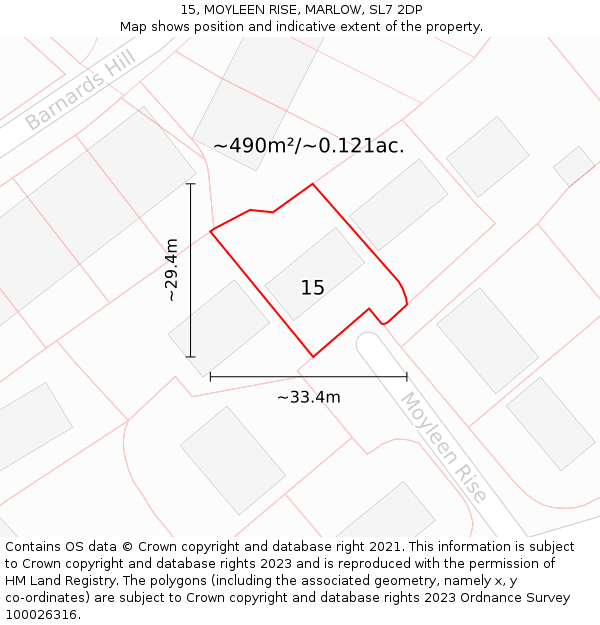 15, MOYLEEN RISE, MARLOW, SL7 2DP: Plot and title map