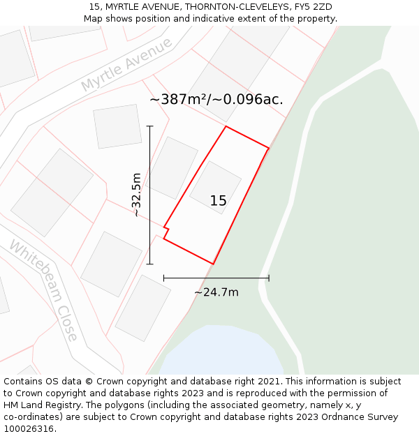 15, MYRTLE AVENUE, THORNTON-CLEVELEYS, FY5 2ZD: Plot and title map
