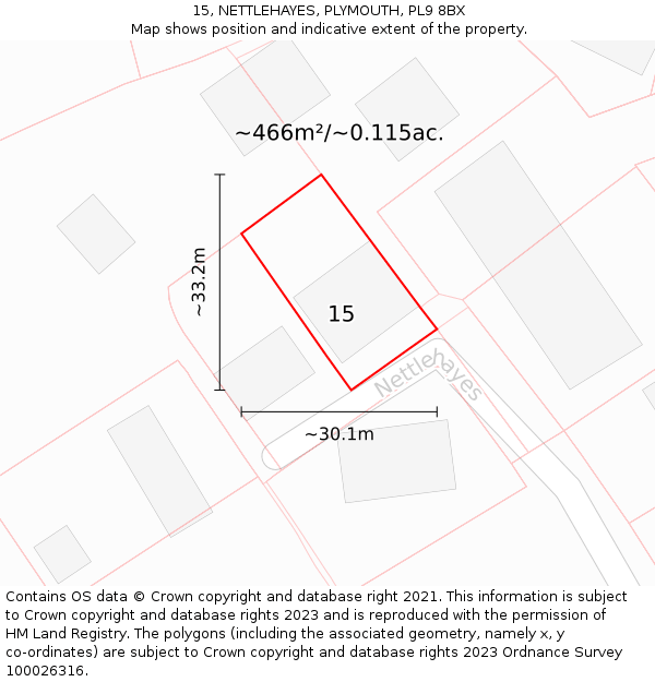 15, NETTLEHAYES, PLYMOUTH, PL9 8BX: Plot and title map