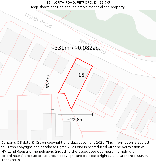 15, NORTH ROAD, RETFORD, DN22 7XF: Plot and title map