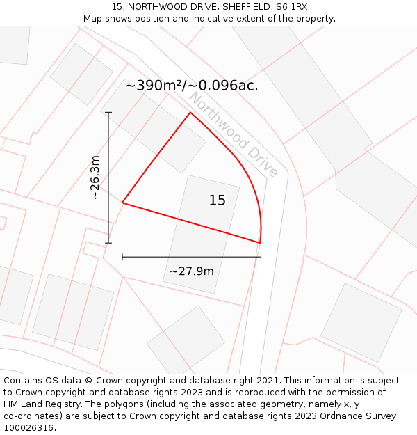 15, NORTHWOOD DRIVE, SHEFFIELD, S6 1RX: Plot and title map