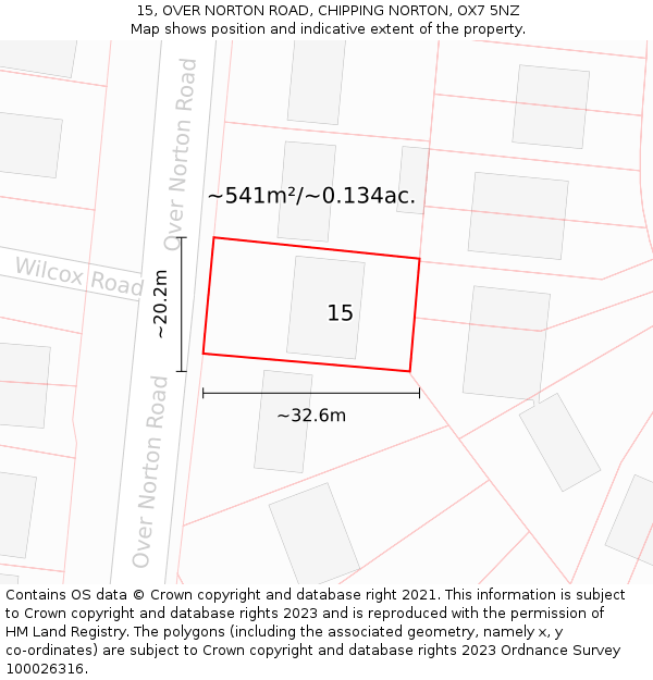 15, OVER NORTON ROAD, CHIPPING NORTON, OX7 5NZ: Plot and title map