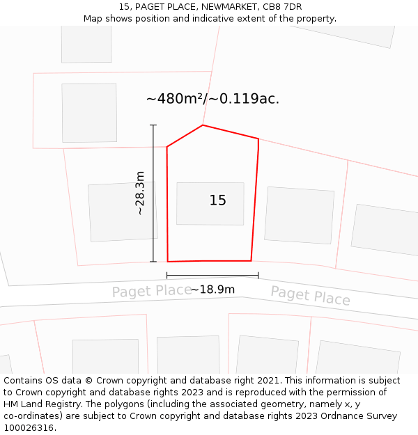 15, PAGET PLACE, NEWMARKET, CB8 7DR: Plot and title map