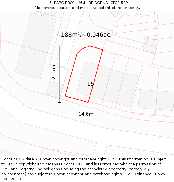 15, PARC BRONHAUL, BRIDGEND, CF31 5EP: Plot and title map