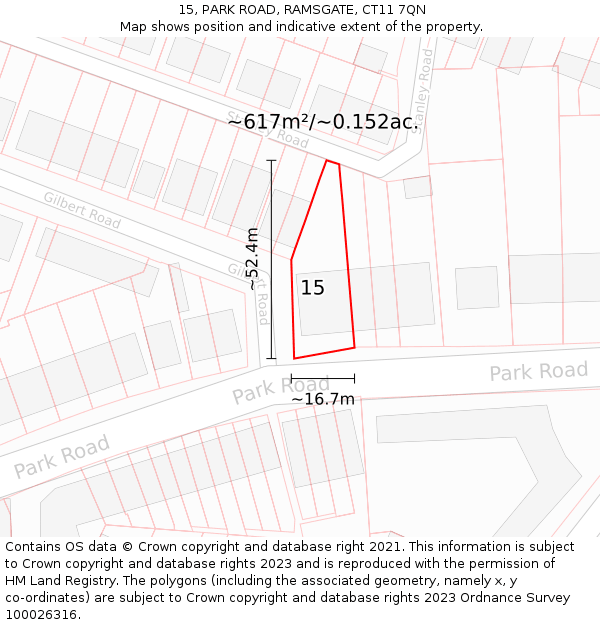 15, PARK ROAD, RAMSGATE, CT11 7QN: Plot and title map