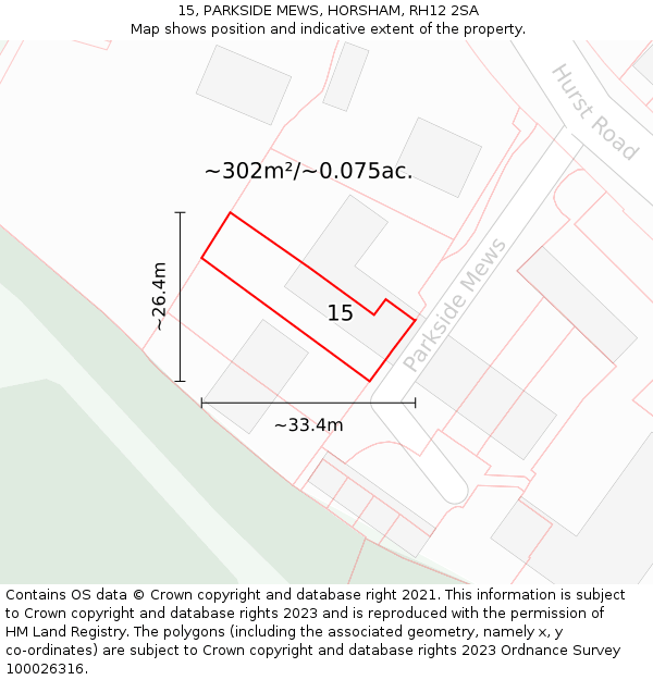 15, PARKSIDE MEWS, HORSHAM, RH12 2SA: Plot and title map