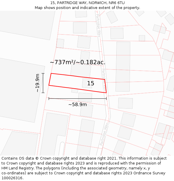 15, PARTRIDGE WAY, NORWICH, NR6 6TU: Plot and title map