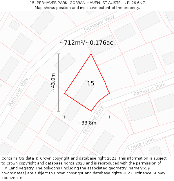 15, PERHAVER PARK, GORRAN HAVEN, ST AUSTELL, PL26 6NZ: Plot and title map