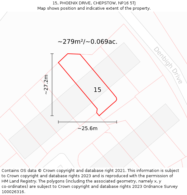 15, PHOENIX DRIVE, CHEPSTOW, NP16 5TJ: Plot and title map