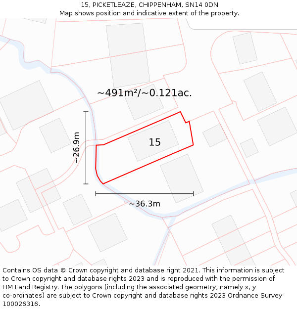 15, PICKETLEAZE, CHIPPENHAM, SN14 0DN: Plot and title map