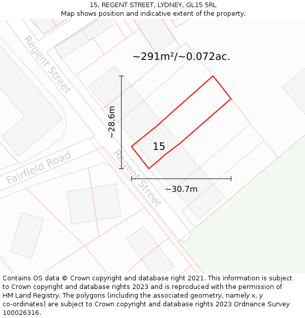 15, REGENT STREET, LYDNEY, GL15 5RL: Plot and title map