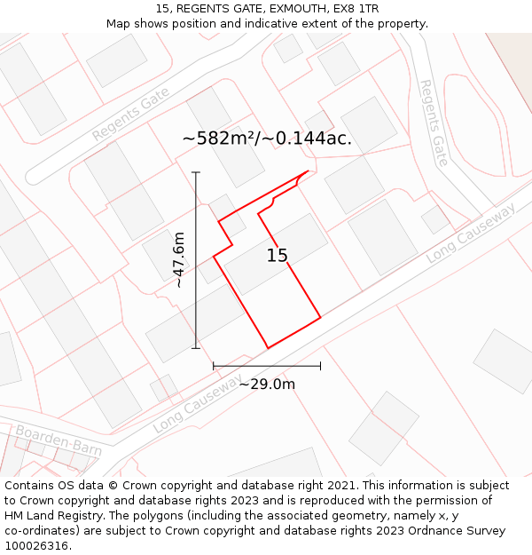 15, REGENTS GATE, EXMOUTH, EX8 1TR: Plot and title map