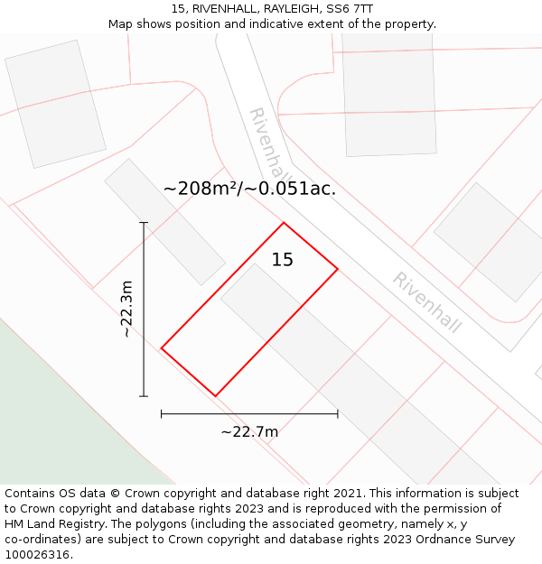 15, RIVENHALL, RAYLEIGH, SS6 7TT: Plot and title map