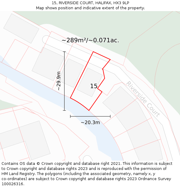 15, RIVERSIDE COURT, HALIFAX, HX3 9LP: Plot and title map