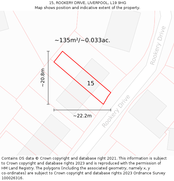 15, ROOKERY DRIVE, LIVERPOOL, L19 9HG: Plot and title map