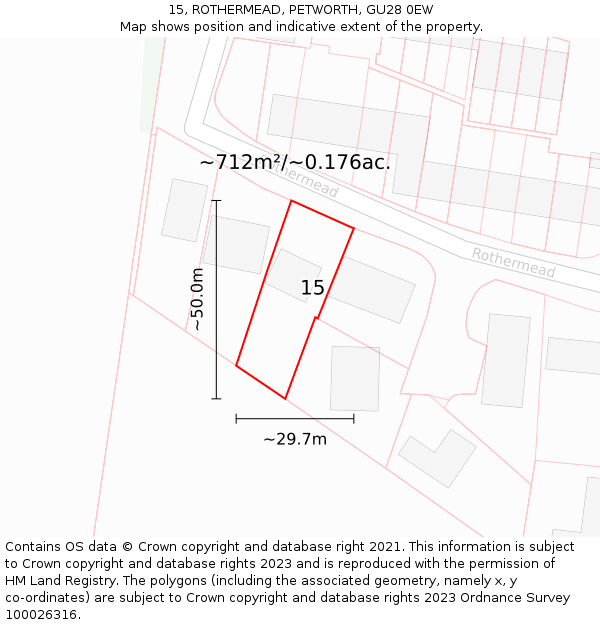 15, ROTHERMEAD, PETWORTH, GU28 0EW: Plot and title map