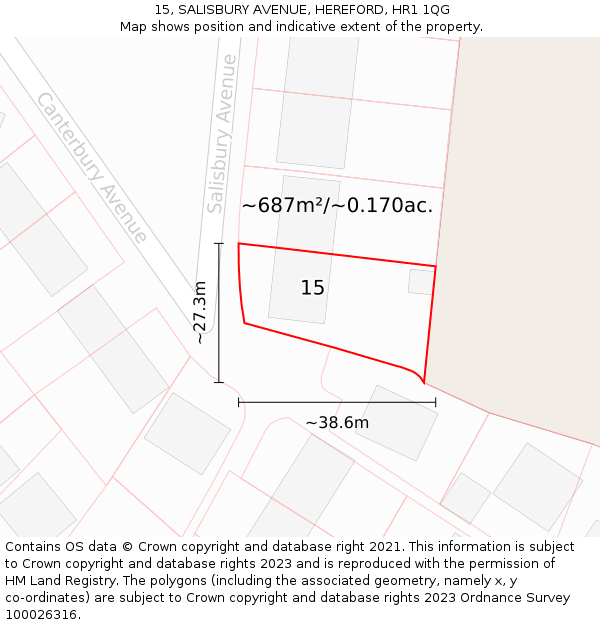 15, SALISBURY AVENUE, HEREFORD, HR1 1QG: Plot and title map
