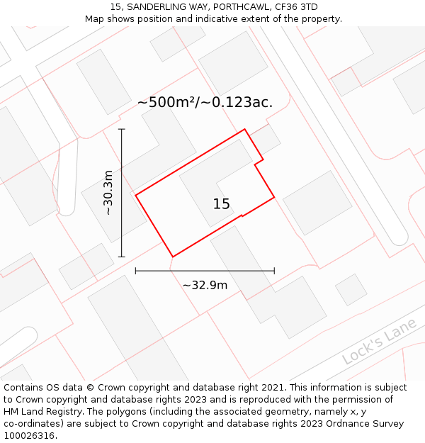 15, SANDERLING WAY, PORTHCAWL, CF36 3TD: Plot and title map