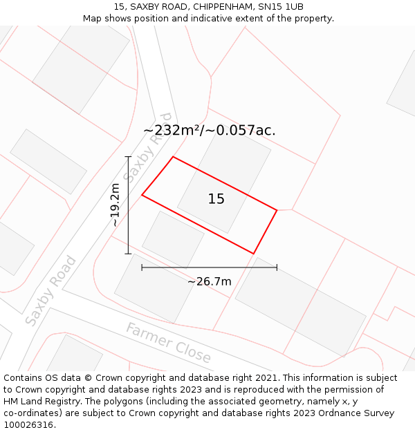 15, SAXBY ROAD, CHIPPENHAM, SN15 1UB: Plot and title map