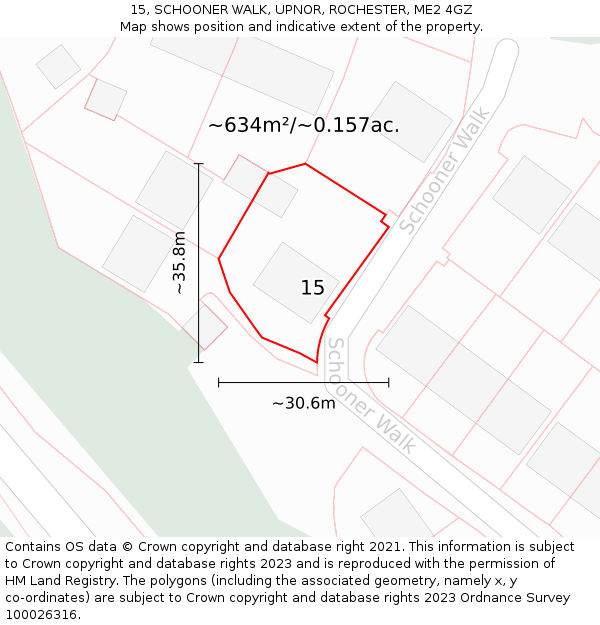 15, SCHOONER WALK, UPNOR, ROCHESTER, ME2 4GZ: Plot and title map