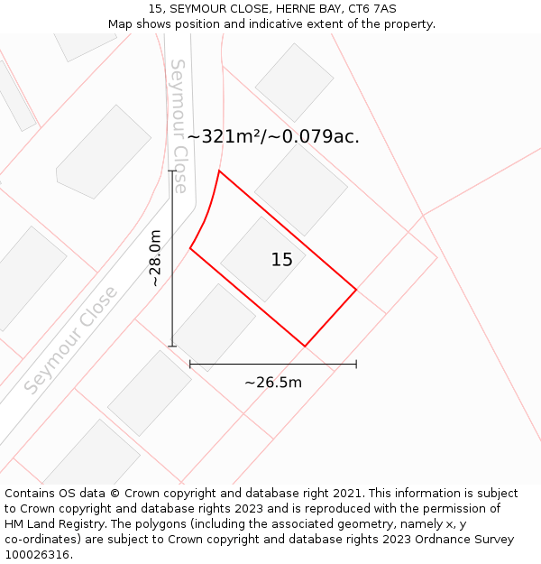 15, SEYMOUR CLOSE, HERNE BAY, CT6 7AS: Plot and title map