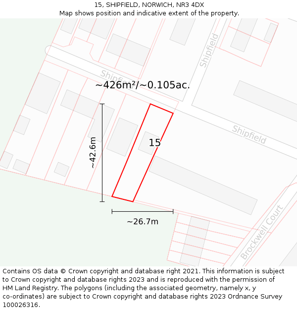 15, SHIPFIELD, NORWICH, NR3 4DX: Plot and title map