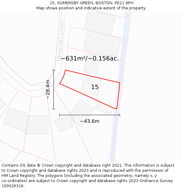 15, SOMERSBY GREEN, BOSTON, PE21 9PH: Plot and title map