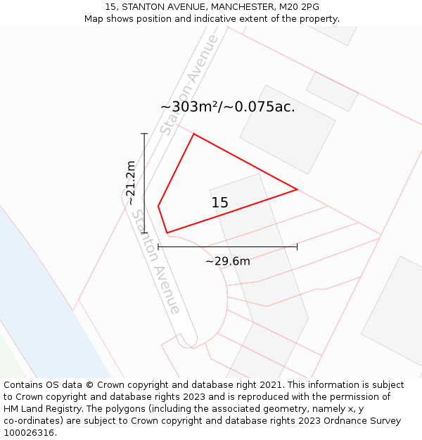 15, STANTON AVENUE, MANCHESTER, M20 2PG: Plot and title map