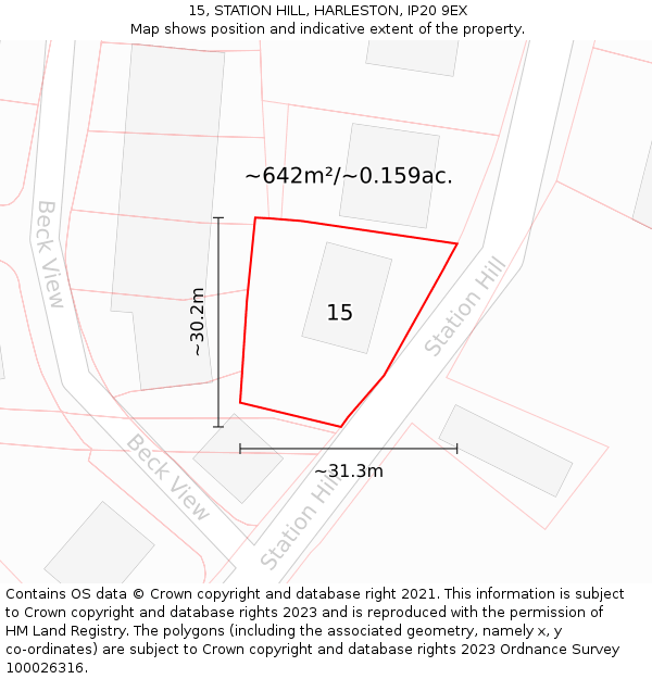 15, STATION HILL, HARLESTON, IP20 9EX: Plot and title map