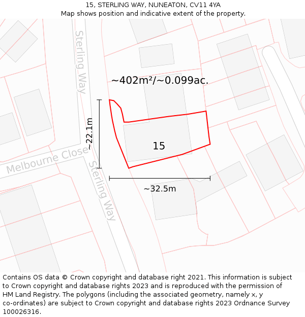 15, STERLING WAY, NUNEATON, CV11 4YA: Plot and title map