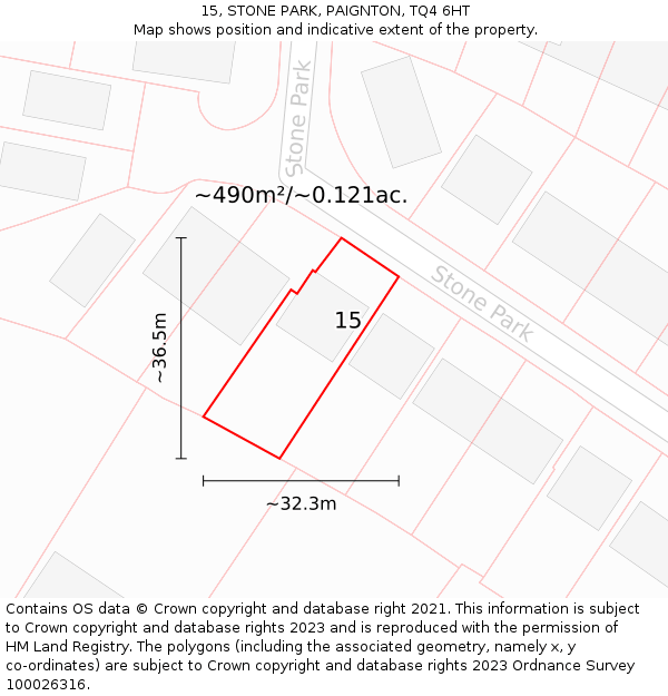 15, STONE PARK, PAIGNTON, TQ4 6HT: Plot and title map