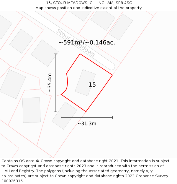 15, STOUR MEADOWS, GILLINGHAM, SP8 4SG: Plot and title map