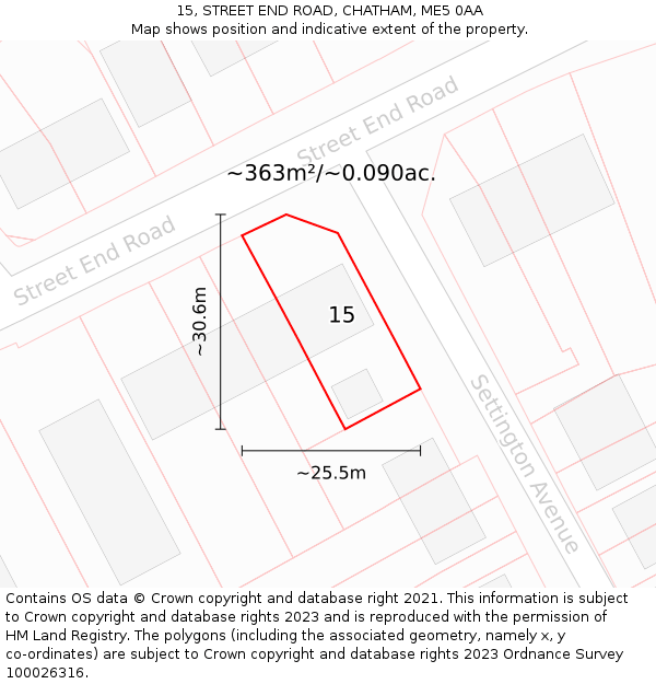 15, STREET END ROAD, CHATHAM, ME5 0AA: Plot and title map
