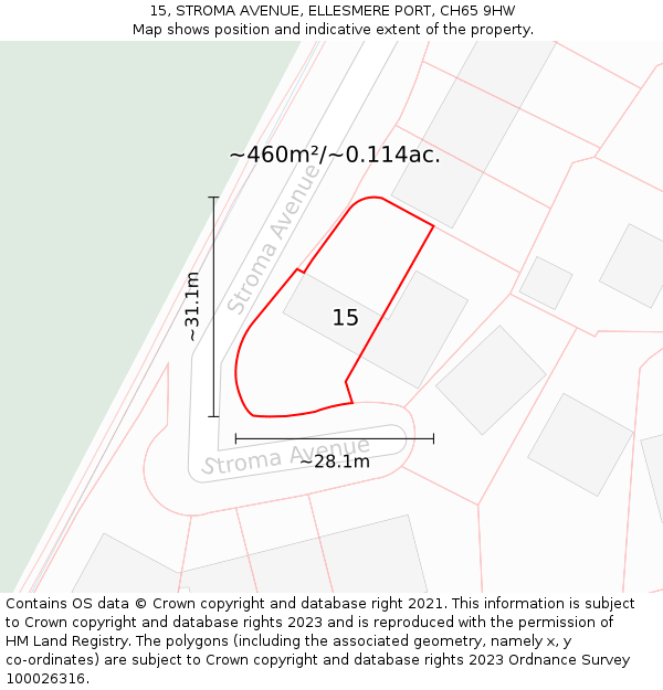 15, STROMA AVENUE, ELLESMERE PORT, CH65 9HW: Plot and title map