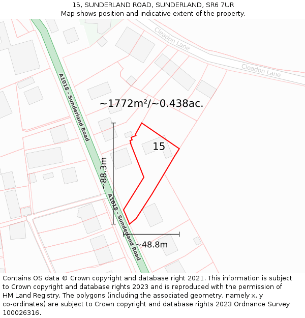 15, SUNDERLAND ROAD, SUNDERLAND, SR6 7UR: Plot and title map