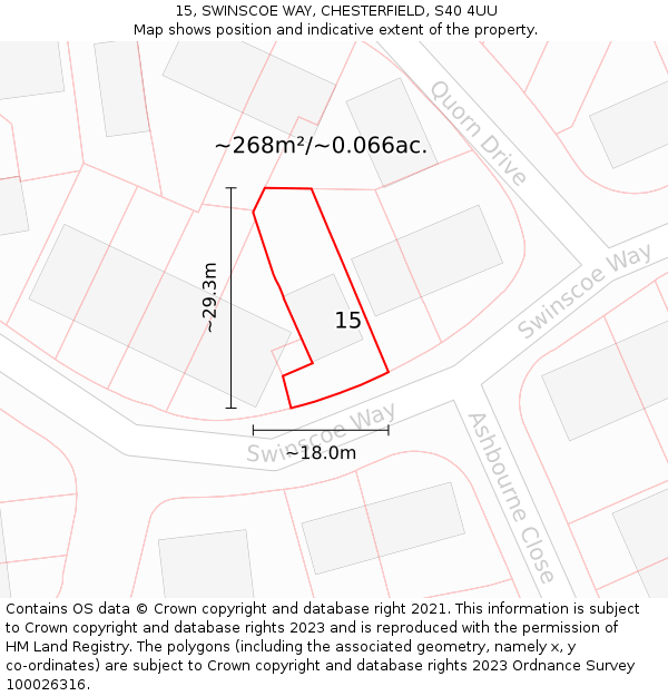 15, SWINSCOE WAY, CHESTERFIELD, S40 4UU: Plot and title map