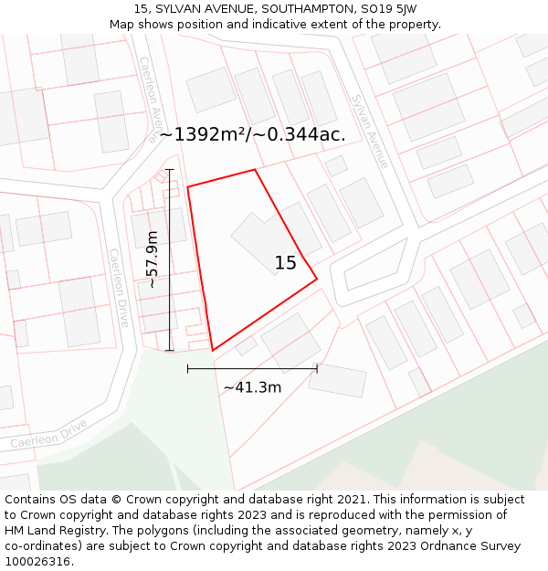 15, SYLVAN AVENUE, SOUTHAMPTON, SO19 5JW: Plot and title map