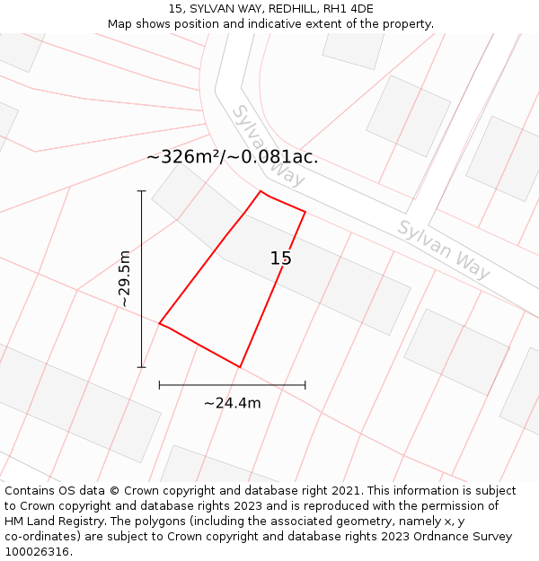 15, SYLVAN WAY, REDHILL, RH1 4DE: Plot and title map