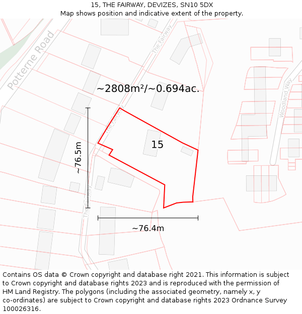 15, THE FAIRWAY, DEVIZES, SN10 5DX: Plot and title map